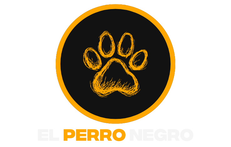 Logo de El Perro Negro: icono de una cama de perro con huella canina central.