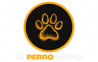 Logo de El Perro Negro: icono de una cama de perro con huella canina central.